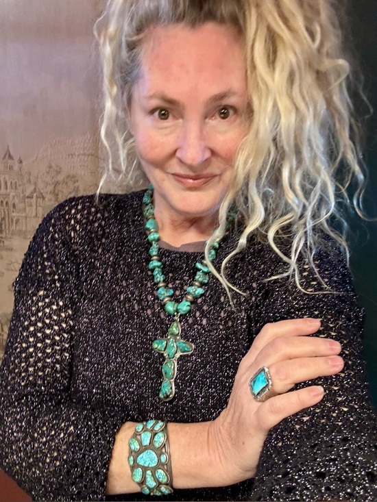 Jewelry - Handmade 4” turquoise cross pendant on an 11.5” turquoise nugget necklace 🤩